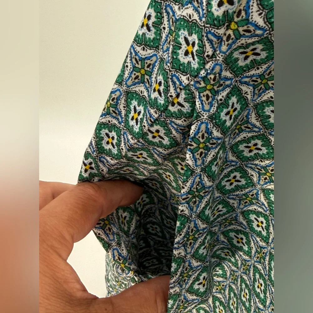 Max Studio Teal Geometric Print Flutter Sleeve Boho Wide Leg Jumpsuit Size XL - Picture 6 of 14
